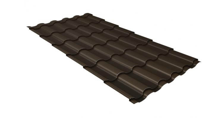 Металлочерепица кредо GL 0,5 Rooftop Бархат RR 32 темно-коричневый