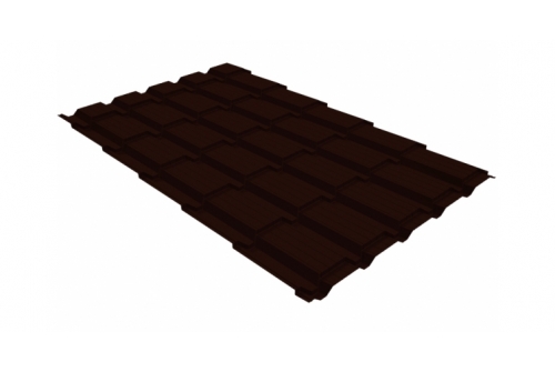 Металлочерепица Верховье квадро профи Grand Line 0,5 Rooftop Бархат RR 32 темно-коричневый