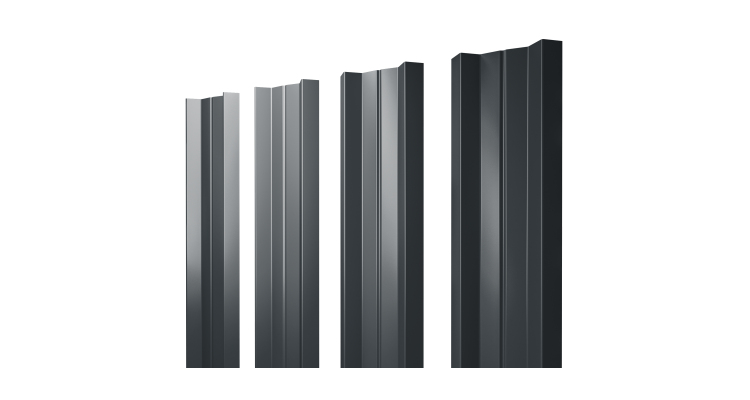 Штакетник М-образный А с прямым резом 0.45 Drap TR RAL 7016 антрацитово-серый