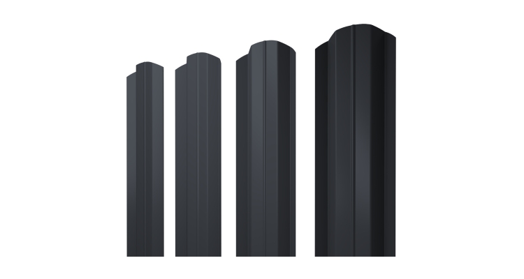 Штакетник М-образный В фигурный 0,45 Drap RAL 7024 мокрый асфальт